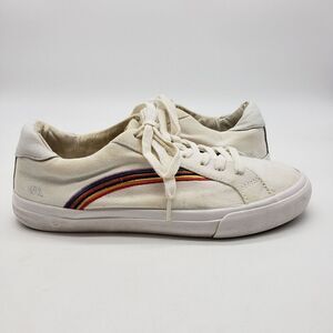 Madewell Shoes Womens Size 7.5 White Canvas Rainbow MWL Low Top Sneakers Casual